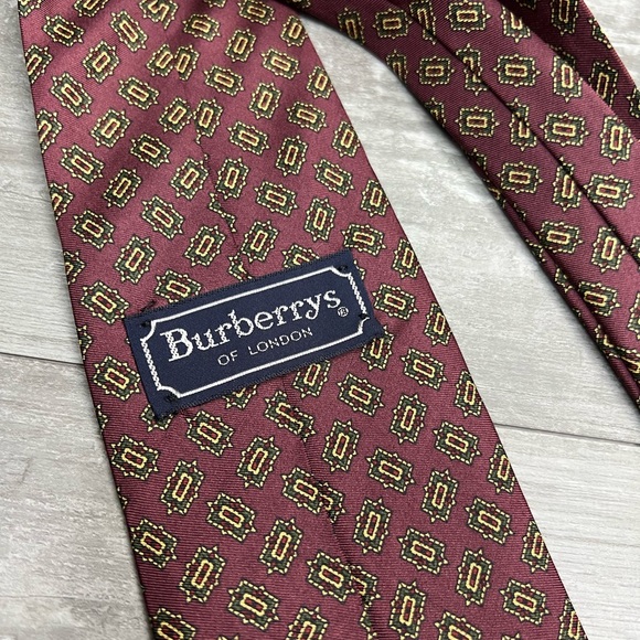 Burberry Mauve w/ Olive & Gold Check Silk Tie - Picture 3 of 5